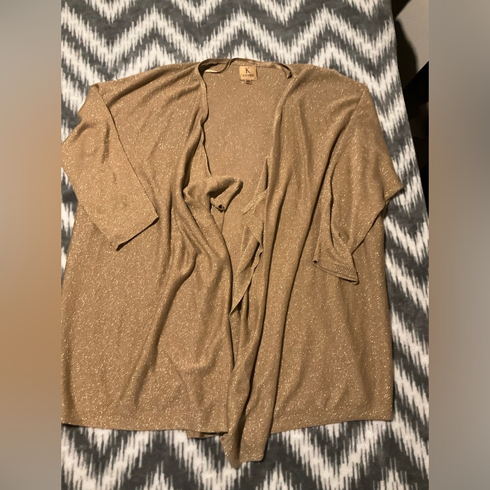 Gold‎ Metallic Open Front Cardigan SZ Medium Perfect for Holidays or Party